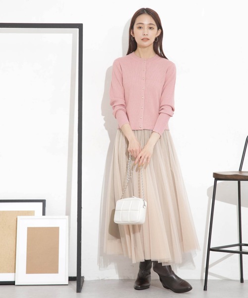 NANO universe（ナノユニバース）の「椿オイル加工リブカーディガン（カーディガン/ボレロ・レディース・ピンク/ライム/オフホワイト/ブラック・M/S）」の19枚目の写真