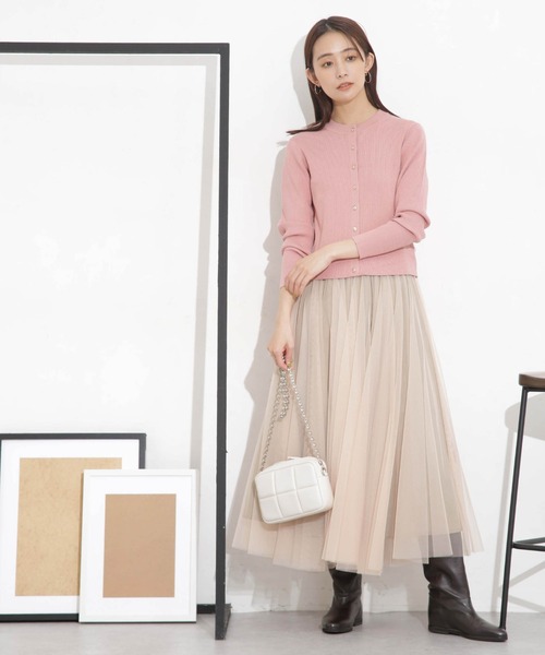 NANO universe（ナノユニバース）の「椿オイル加工リブカーディガン（カーディガン/ボレロ・レディース・ピンク/ライム/オフホワイト/ブラック・M/S）」の20枚目の写真