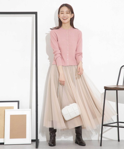 NANO universe（ナノユニバース）の「椿オイル加工リブカーディガン（カーディガン/ボレロ・レディース・ピンク/ライム/オフホワイト/ブラック・M/S）」の21枚目の写真