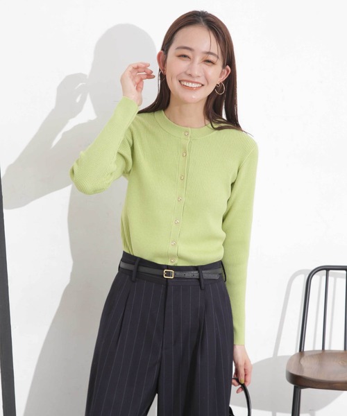 NANO universe（ナノユニバース）の「椿オイル加工リブカーディガン（カーディガン/ボレロ・レディース・ピンク/ライム/オフホワイト/ブラック・M/S）」の22枚目の写真