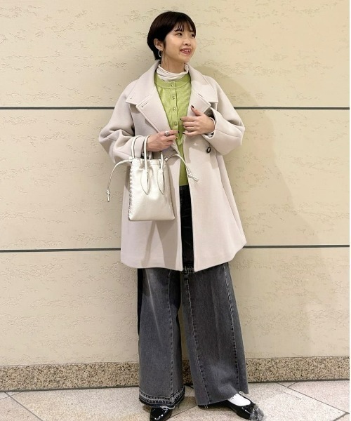 NANO universe（ナノユニバース）の「椿オイル加工リブカーディガン（カーディガン/ボレロ・レディース・ピンク/ライム/オフホワイト/ブラック・M/S）」の6枚目の写真