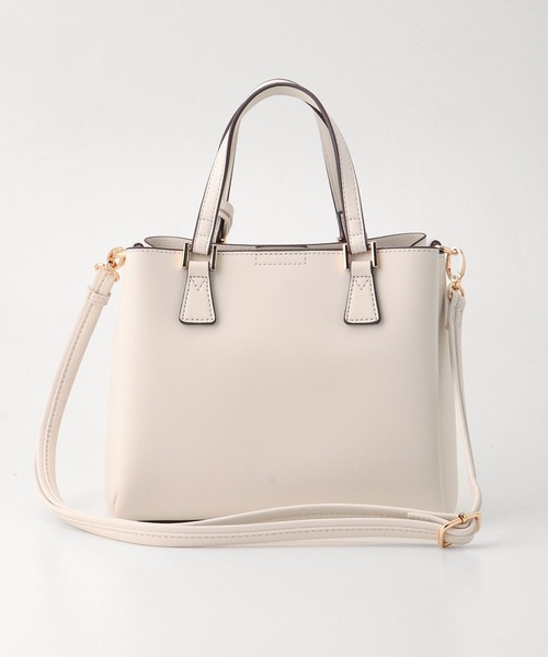 Honeys(ハニーズ)の「軽量両あおりハンドバッグ(ハンドバッグ・レディース・ライトベージュ/ブルーグレー/アイボリー/ブラック/スモークピンク/グレー/ブラウン・FREE)」の14枚目の写真