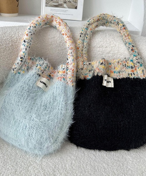 aimoha（アイモハ）の「カラフルファーニットバッグ (AW)（ハンドバッグ・レディース・ブルー/ネイビー/オレンジ/ブラック/チョコ・FREE）」の11枚目の写真
