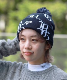 NYロゴ 総柄 ニットキャップ