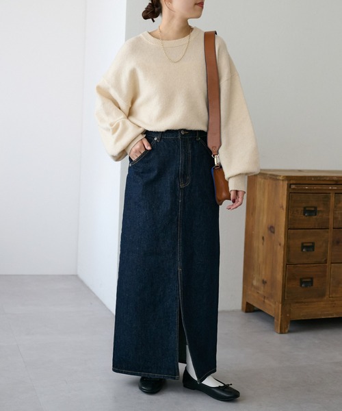 DISCOAT（ディスコート）の「【新色追加！サイズ展開あり】USコットンデニムナロースカート（デニムスカート・レディース・ネイビー/サックスブルー/ブラック・LARGE/SMALL/MEDIUM）」の12枚目の写真