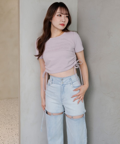 LIPSERVICE（リップサービス）の「MORE BLOOM Tシャツ（Tシャツ/カットソー・レディース・ホワイト/ラベンダー/ブラック・FREE）」の6枚目の写真