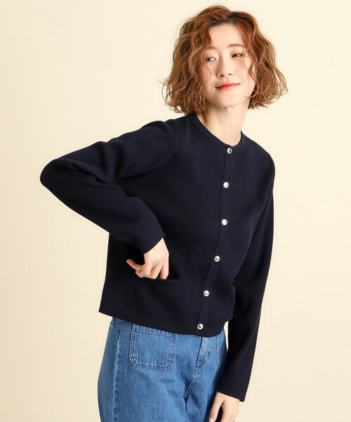 grove（グローブ）の「◆シルクブレンド総針カーディガン（カーディガン/ボレロ・レディース・パープル/オフホワイト/ライトグレー/ホワイト系7/ネイビー・02/03/04/05/01）」の4枚目の写真