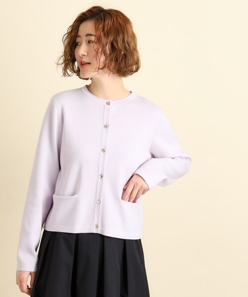 grove（グローブ）の「◆シルクブレンド総針カーディガン（カーディガン/ボレロ・レディース・パープル/オフホワイト/ライトグレー/ホワイト系7/ネイビー・02/03/04/05/01）」の17枚目の写真