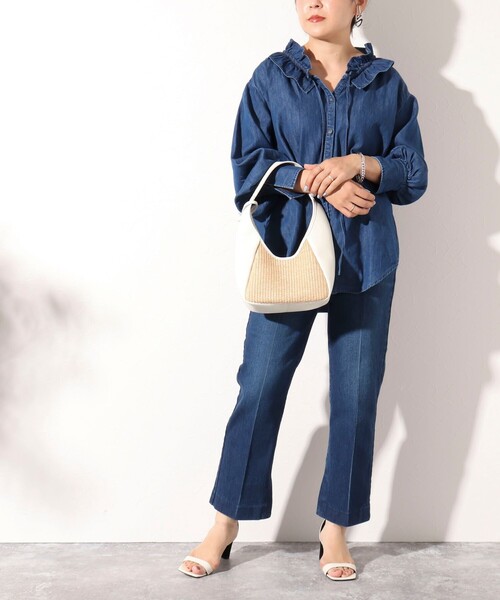 marco masi（マルコマージ）の「【MARCO MASI/ マルコマージ】レザー×ラフィア調ワンハンドルトートバッグ（トートバッグ・レディース・ホワイト/ブラック・FREE）」の16枚目の写真