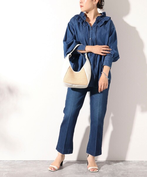 marco masi（マルコマージ）の「【MARCO MASI/ マルコマージ】レザー×ラフィア調ワンハンドルトートバッグ（トートバッグ・レディース・ホワイト/ブラック・FREE）」の15枚目の写真