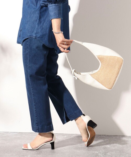 marco masi（マルコマージ）の「【MARCO MASI/ マルコマージ】レザー×ラフィア調ワンハンドルトートバッグ（トートバッグ・レディース・ホワイト/ブラック・FREE）」の10枚目の写真