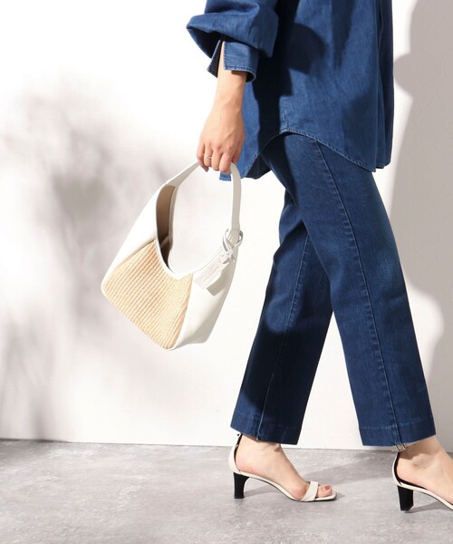 marco masi（マルコマージ）の「【MARCO MASI/ マルコマージ】レザー×ラフィア調ワンハンドルトートバッグ（トートバッグ・レディース・ホワイト/ブラック・FREE）」の9枚目の写真