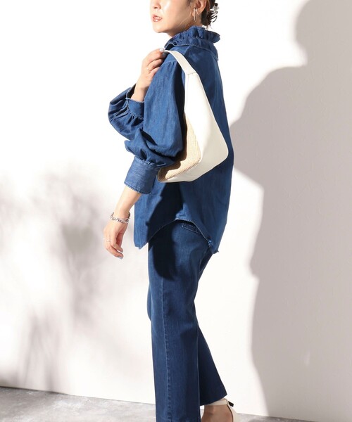 marco masi（マルコマージ）の「【MARCO MASI/ マルコマージ】レザー×ラフィア調ワンハンドルトートバッグ（トートバッグ・レディース・ホワイト/ブラック・FREE）」の7枚目の写真