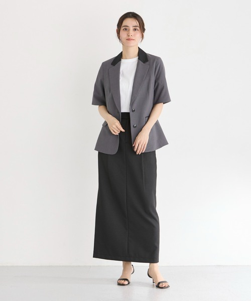 INED CLARO（イネドクラロ）の「リフラクスハーフスリーブジャケット（テーラードジャケット・レディース・キャメル/チャコールグレー・フリー）」の11枚目の写真