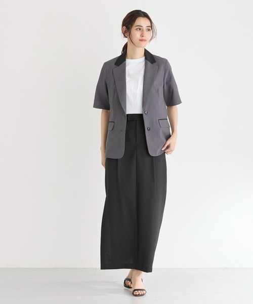 INED CLARO（イネドクラロ）の「リフラクスハーフスリーブジャケット（テーラードジャケット・レディース・キャメル/チャコールグレー・フリー）」の12枚目の写真