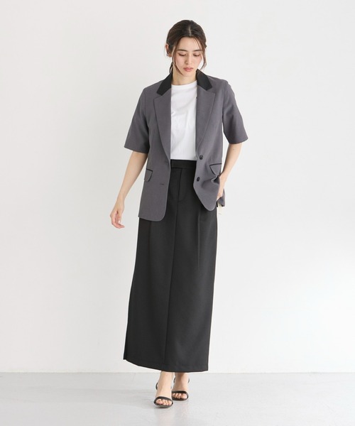 INED CLARO（イネドクラロ）の「リフラクスハーフスリーブジャケット（テーラードジャケット・レディース・キャメル/チャコールグレー・フリー）」の13枚目の写真