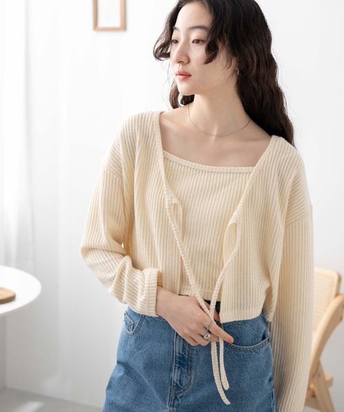 WEGO(ウィゴー)の「WEGO/アンサンブルリボンカーデ(アンサンブル・レディース・グリーン/アイボリー/ブラック・FREE)」の10枚目の写真