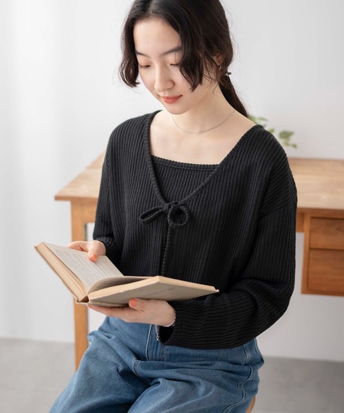 WEGO(ウィゴー)の「WEGO/アンサンブルリボンカーデ(アンサンブル・レディース・グリーン/アイボリー/ブラック・FREE)」の15枚目の写真