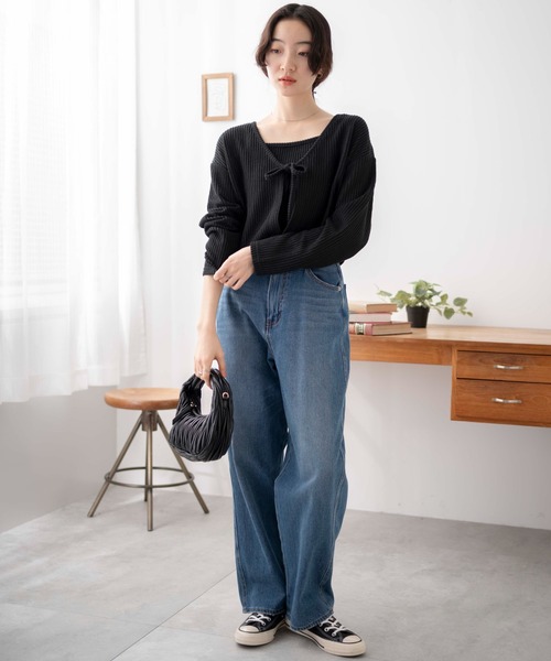 WEGO(ウィゴー)の「WEGO/アンサンブルリボンカーデ(アンサンブル・レディース・グリーン/アイボリー/ブラック・FREE)」の5枚目の写真