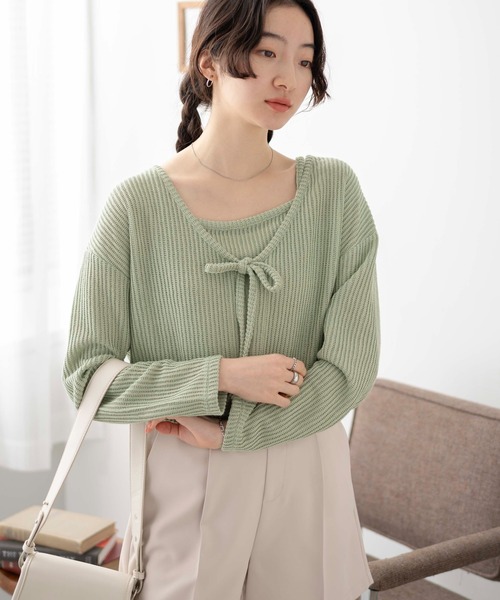 WEGO(ウィゴー)の「WEGO/アンサンブルリボンカーデ(アンサンブル・レディース・グリーン/アイボリー/ブラック・FREE)」の21枚目の写真