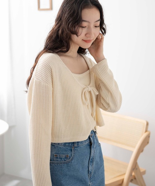 WEGO(ウィゴー)の「WEGO/アンサンブルリボンカーデ(アンサンブル・レディース・グリーン/アイボリー/ブラック・FREE)」の12枚目の写真