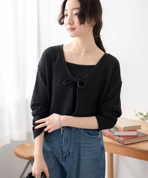 WEGO(ウィゴー)の「WEGO/アンサンブルリボンカーデ(アンサンブル・レディース・グリーン/アイボリー/ブラック・FREE)」の16枚目の写真