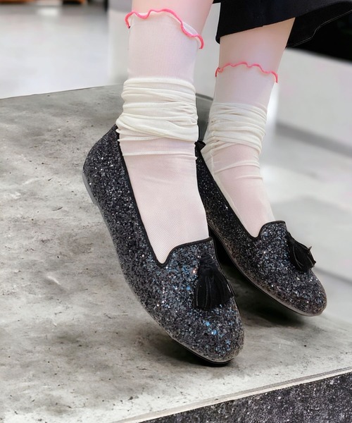 Sugar Sugar(シュガーシュガー)の「【SUGAR SUGAR】タッセル グリッター フラットシューズ(5859)(バレエシューズ・レディース・ブラック/シルバー/ゴールド・S/M/L/LL)」の11枚目の写真