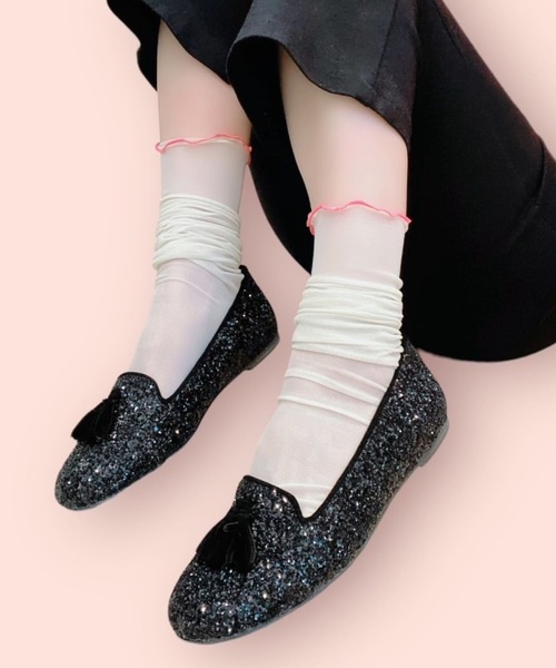 Sugar Sugar(シュガーシュガー)の「【SUGAR SUGAR】タッセル グリッター フラットシューズ(5859)(バレエシューズ・レディース・ブラック/シルバー/ゴールド・S/M/L/LL)」の12枚目の写真