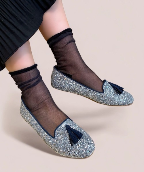 Sugar Sugar(シュガーシュガー)の「【SUGAR SUGAR】タッセル グリッター フラットシューズ(5859)(バレエシューズ・レディース・ブラック/シルバー/ゴールド・S/M/L/LL)」の13枚目の写真