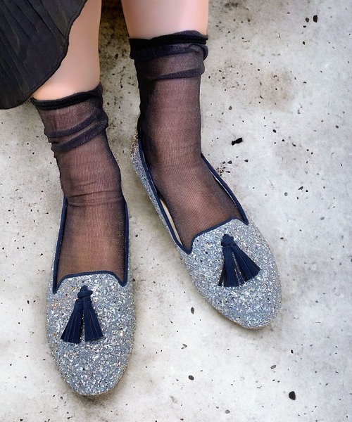 Sugar Sugar(シュガーシュガー)の「【SUGAR SUGAR】タッセル グリッター フラットシューズ(5859)(バレエシューズ・レディース・ブラック/シルバー/ゴールド・S/M/L/LL)」の14枚目の写真