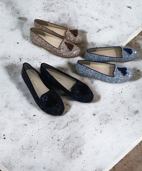 Sugar Sugar(シュガーシュガー)の「【SUGAR SUGAR】タッセル グリッター フラットシューズ(5859)(バレエシューズ・レディース・ブラック/シルバー/ゴールド・S/M/L/LL)」の17枚目の写真