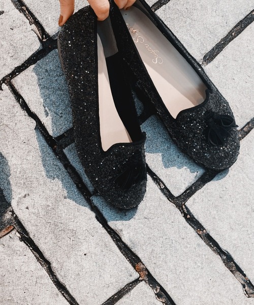 Sugar Sugar(シュガーシュガー)の「【SUGAR SUGAR】タッセル グリッター フラットシューズ(5859)(バレエシューズ・レディース・ブラック/シルバー/ゴールド・S/M/L/LL)」の18枚目の写真