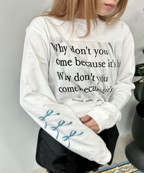 SANSeLF（サンセルフ）の「Se ribbon sleeve ロンT【SANSeLF】sanwh24s001（Tシャツ/カットソー・レディース・ホワイト/ネイビー/ライトグリーン・FREE）」の12枚目の写真