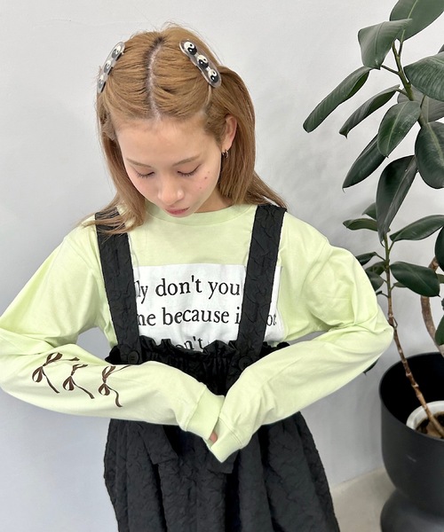 SANSeLF（サンセルフ）の「Se ribbon sleeve ロンT【SANSeLF】sanwh24s001（Tシャツ/カットソー・レディース・ホワイト/ネイビー/ライトグリーン・FREE）」の16枚目の写真