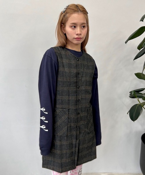 SANSeLF（サンセルフ）の「Se ribbon sleeve ロンT【SANSeLF】sanwh24s001（Tシャツ/カットソー・レディース・ホワイト/ネイビー/ライトグリーン・FREE）」の21枚目の写真