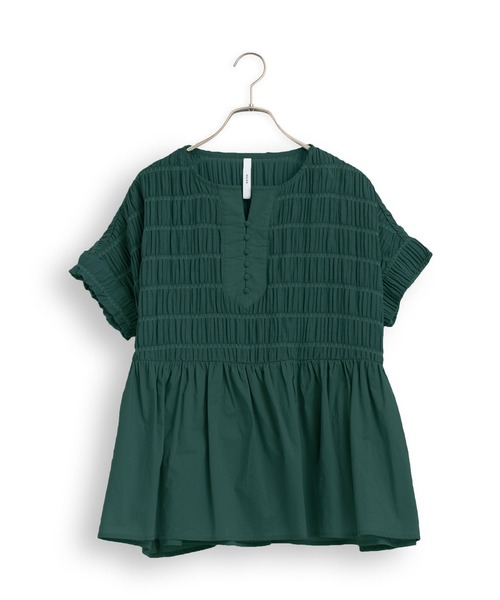 Kelen(ケレン)の「「KELEN/ケレン」コンビデザイントップス / ERIN(Tシャツ/カットソー・レディース・レッド/グリーン/サックスブルー/ブラック・M/S)」の1枚目の写真