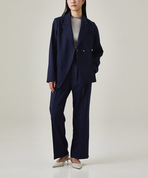 UNITED TOKYO（ユナイテッドトウキョウ）の「ファンクションリネンライクダブルジャケット｜セットアップ可/防シワ/吸水速乾/接触冷感/UVカット（セットアップ・レディース・ベージュ/ネイビー・1/2）」の17枚目の写真