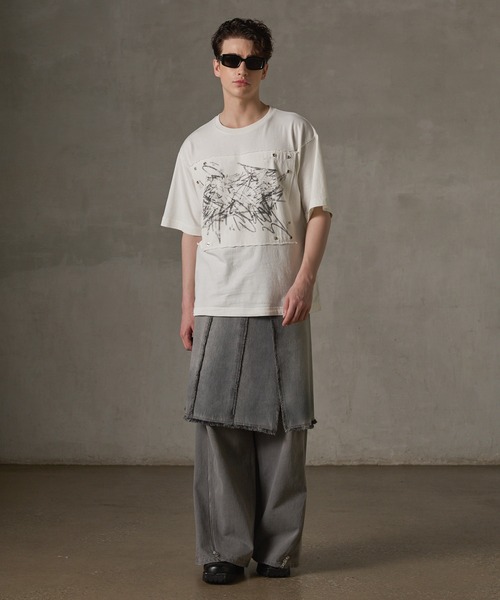 熱い販売 Skirt Denim GRANCY】Fringedesign / デニム フリンジデザイン パンツ