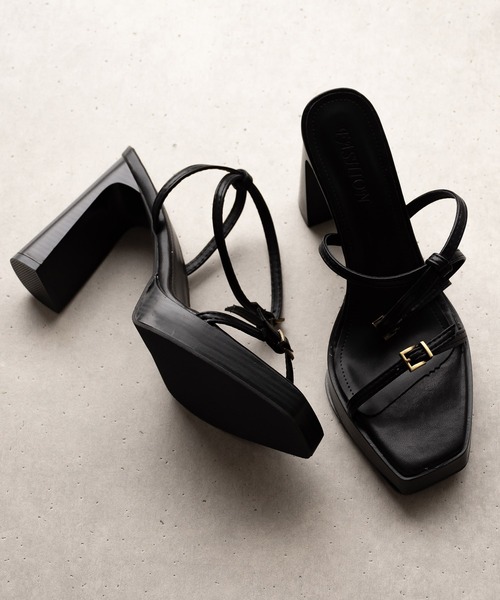 SVEC(シュベック)の「ブロックハイヒール アンクルストラップ サンダル(サンダル・レディース・ブラック系その他/ブラック・37/39/35)」の8枚目の写真