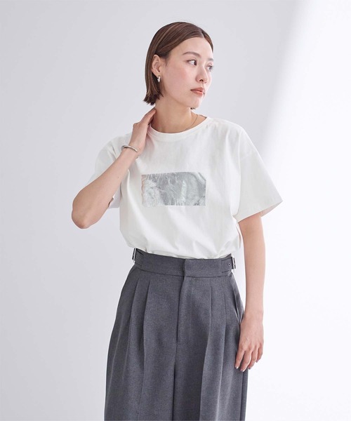 UR'S（ユアーズ）の「箔プリントTシャツ（Tシャツ/カットソー・レディース・ホワイト系その他/ブラック系その他2/ホワイト系その他2/ブラック系その他/ピンク系その他・M）」の9枚目の写真