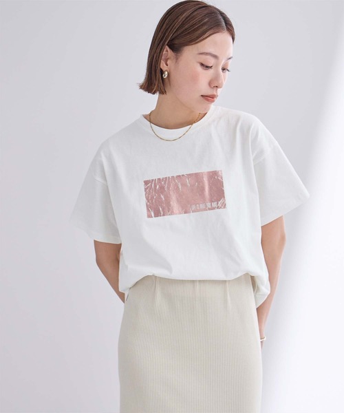 tシャツ 箔プリントTシャツ レディース 楽天市場】tシャツ 光沢 箔プリント（レディースファッション