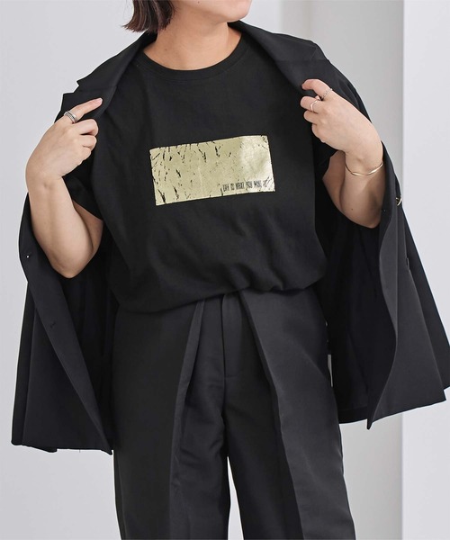 UR'S（ユアーズ）の「箔プリントTシャツ（Tシャツ/カットソー・レディース・ホワイト系その他/ブラック系その他2/ホワイト系その他2/ブラック系その他/ピンク系その他・M）」の16枚目の写真