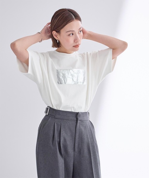 UR'S（ユアーズ）の「箔プリントTシャツ（Tシャツ/カットソー・レディース・ホワイト系その他/ブラック系その他2/ホワイト系その他2/ブラック系その他/ピンク系その他・M）」の11枚目の写真