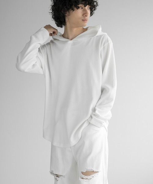 aimoha(アイモハ)の「aimoha men HEAVY COTTON KNIT HOODIE(パーカー・メンズ・グレー/ブラック/ホワイト・LARGE/X-LARGE/XX-LARGE/XXX-LARGE)」の2枚目の写真