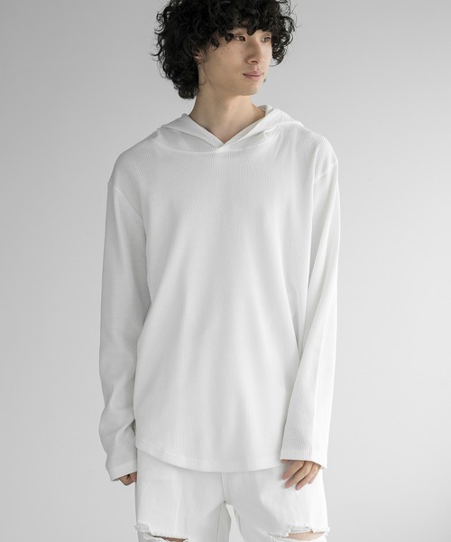 aimoha(アイモハ)の「aimoha men HEAVY COTTON KNIT HOODIE(パーカー・メンズ・グレー/ブラック/ホワイト・LARGE/X-LARGE/XX-LARGE/XXX-LARGE)」の8枚目の写真