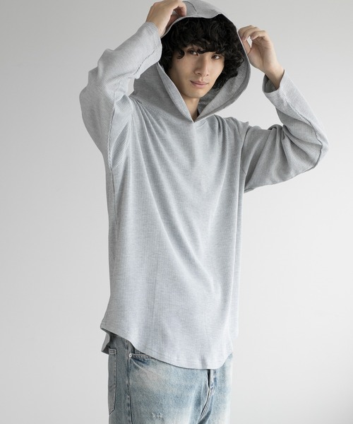 aimoha(アイモハ)の「aimoha men HEAVY COTTON KNIT HOODIE(パーカー・メンズ・グレー/ブラック/ホワイト・LARGE/X-LARGE/XX-LARGE/XXX-LARGE)」の13枚目の写真
