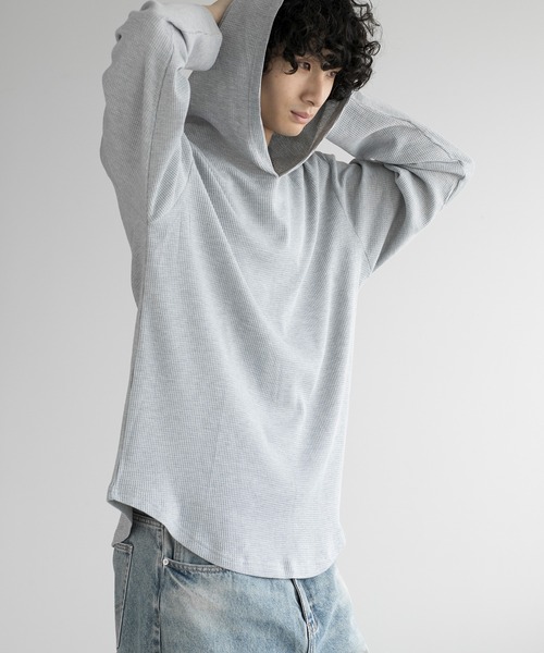 aimoha(アイモハ)の「aimoha men HEAVY COTTON KNIT HOODIE(パーカー・メンズ・グレー/ブラック/ホワイト・LARGE/X-LARGE/XX-LARGE/XXX-LARGE)」の20枚目の写真