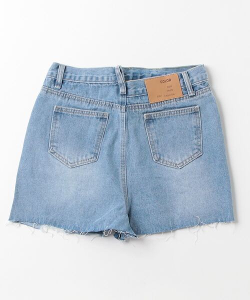LYEON（リヨン）の「アシメウエストデニムショートパンツ（デニムパンツ・レディース・ブルー・LARGE/MEDIUM/SMALL）」の18枚目の写真