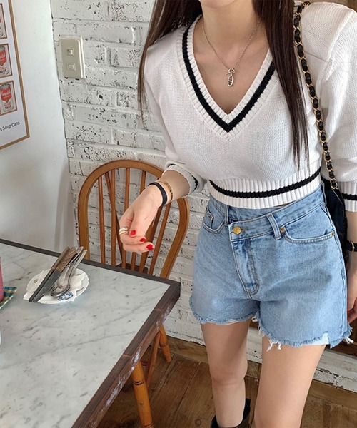 LYEON（リヨン）の「アシメウエストデニムショートパンツ（デニムパンツ・レディース・ブルー・LARGE/MEDIUM/SMALL）」の20枚目の写真