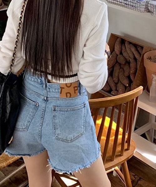 LYEON（リヨン）の「アシメウエストデニムショートパンツ（デニムパンツ・レディース・ブルー・LARGE/MEDIUM/SMALL）」の22枚目の写真